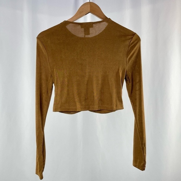 NWT House of Harlow 1960 Long Sleeve Cropped Shimmer Top‎ in Bronze Size Medium - Picture 4 of 6